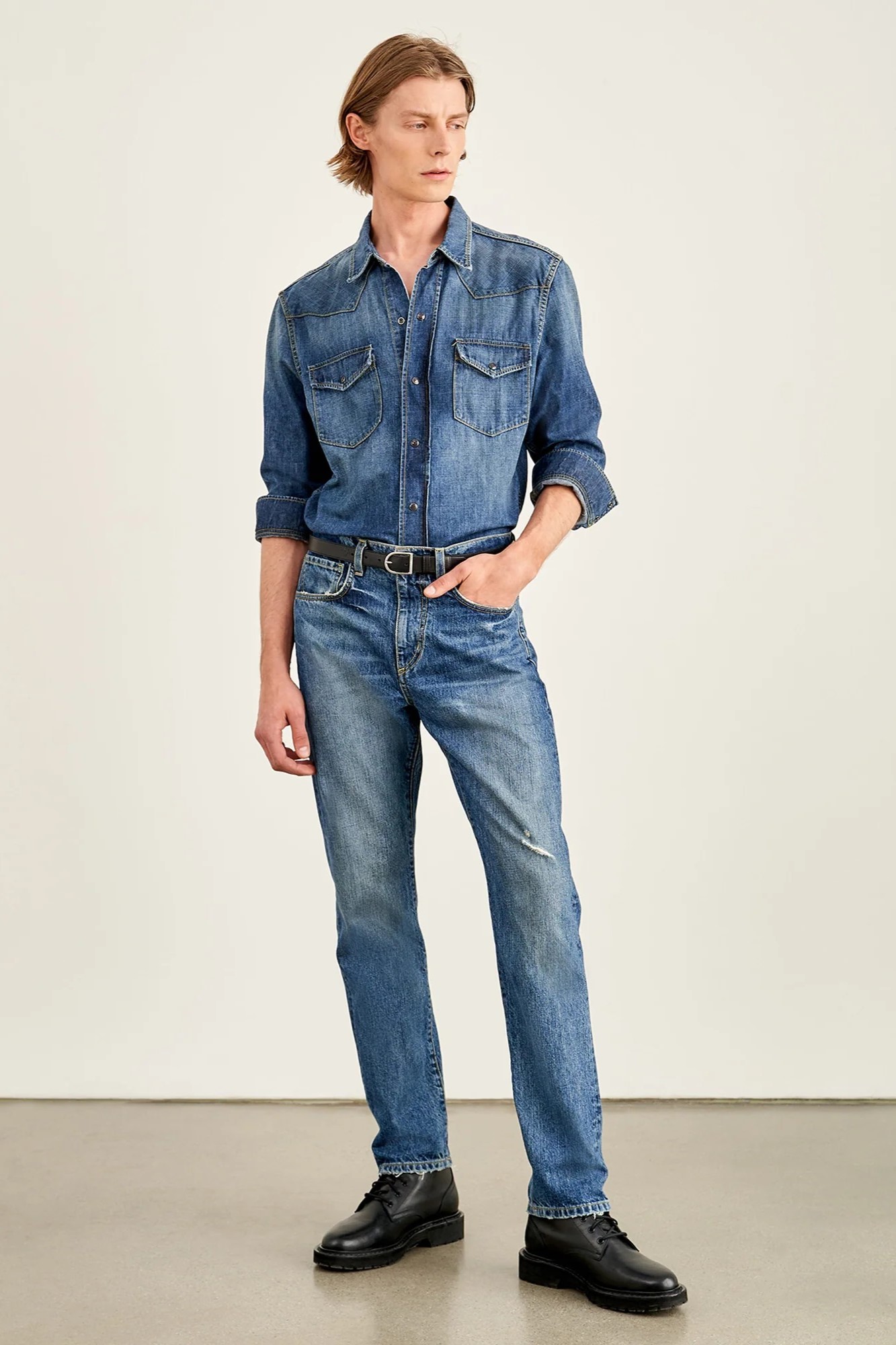 NILI LOTAN Travis Shirt in Classic Wash