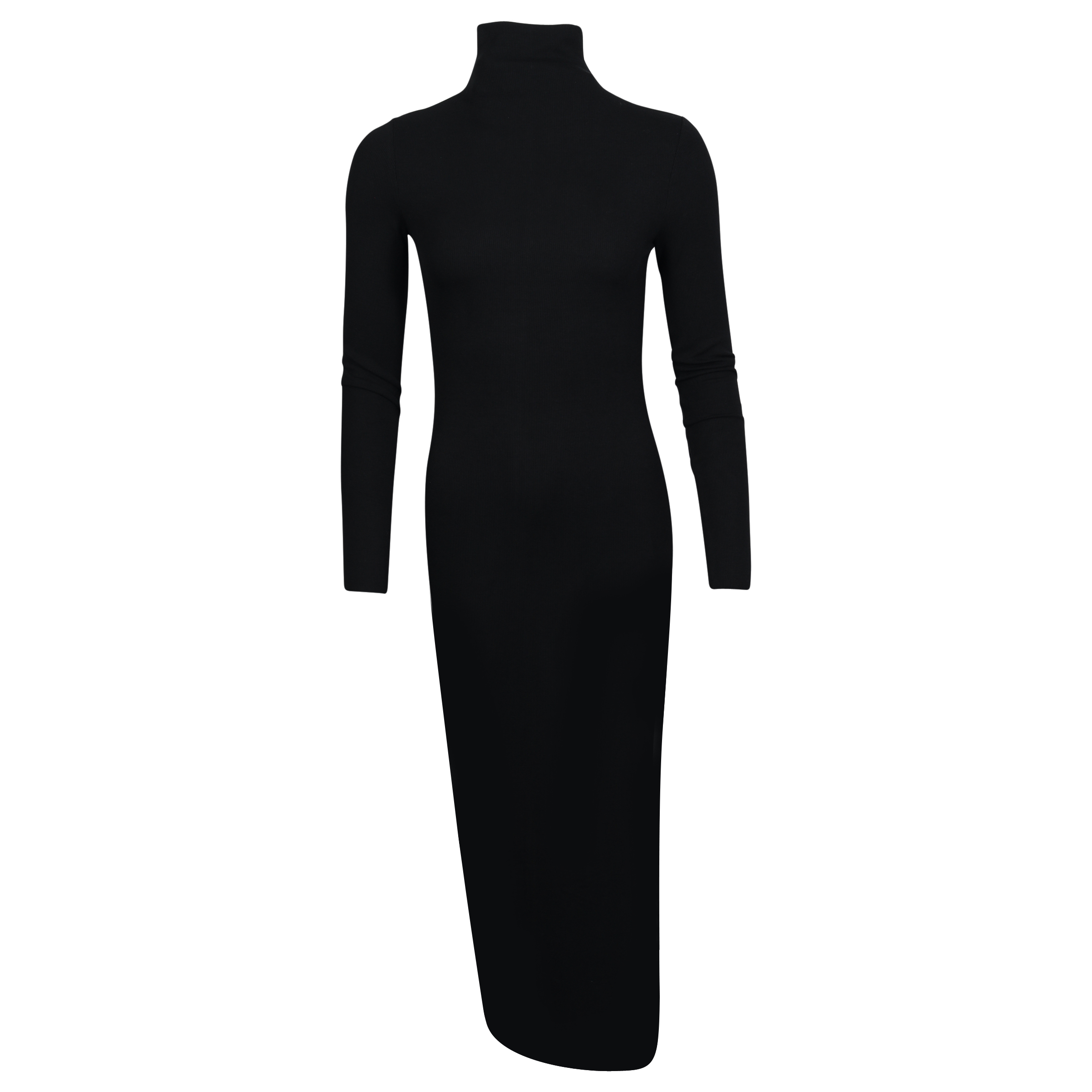 Thom Krom Rib Turtle Neck Dress in Black