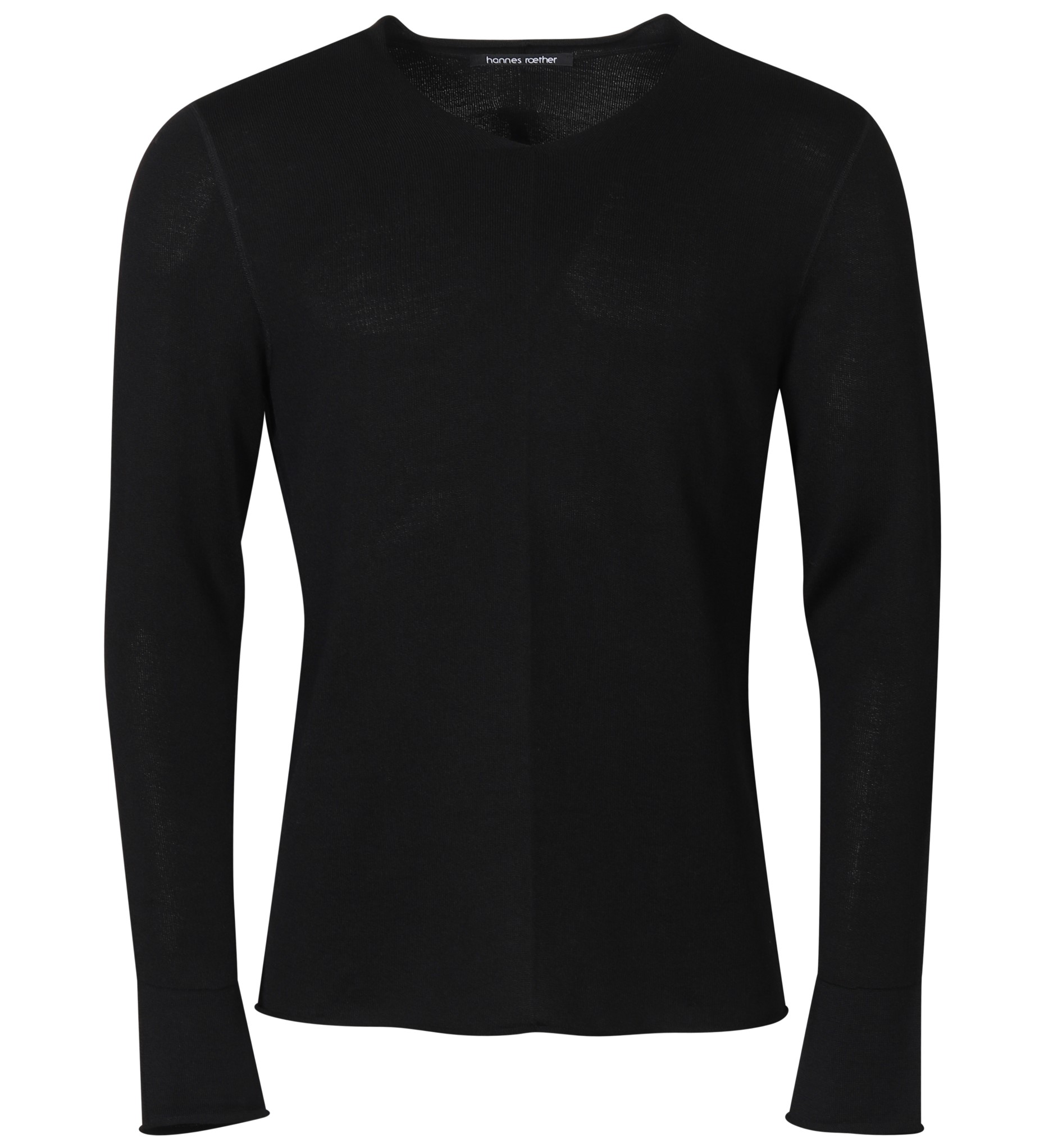 HANNES ROETHER V-Neck Knit Pullover in Black