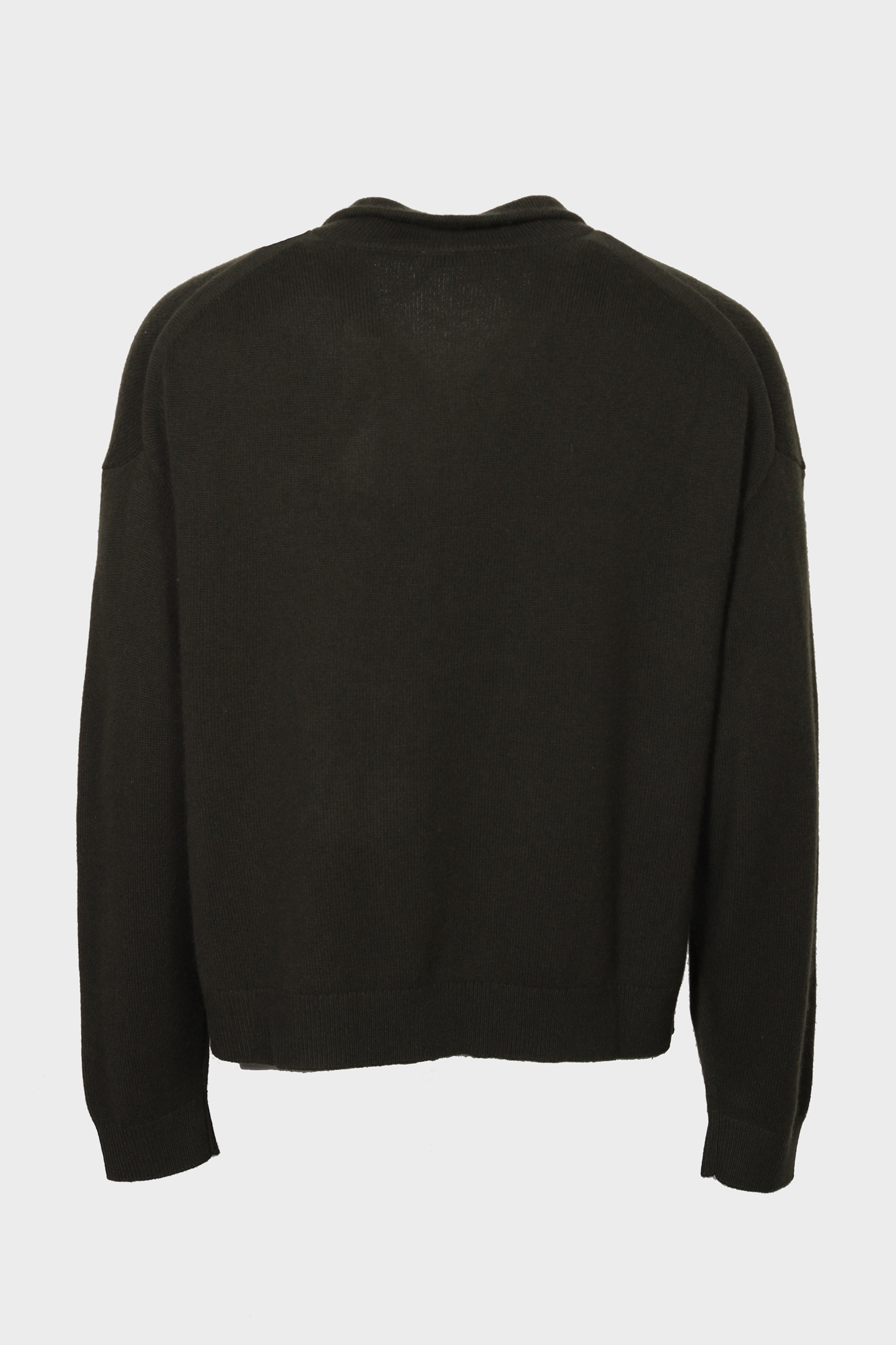 YACAIA Oversize Zip Merino/Cashmere Sweater in Dark Green