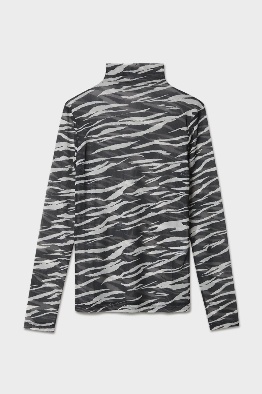 LALA BERLIN Mesh Longsleeve Tiger Printed L