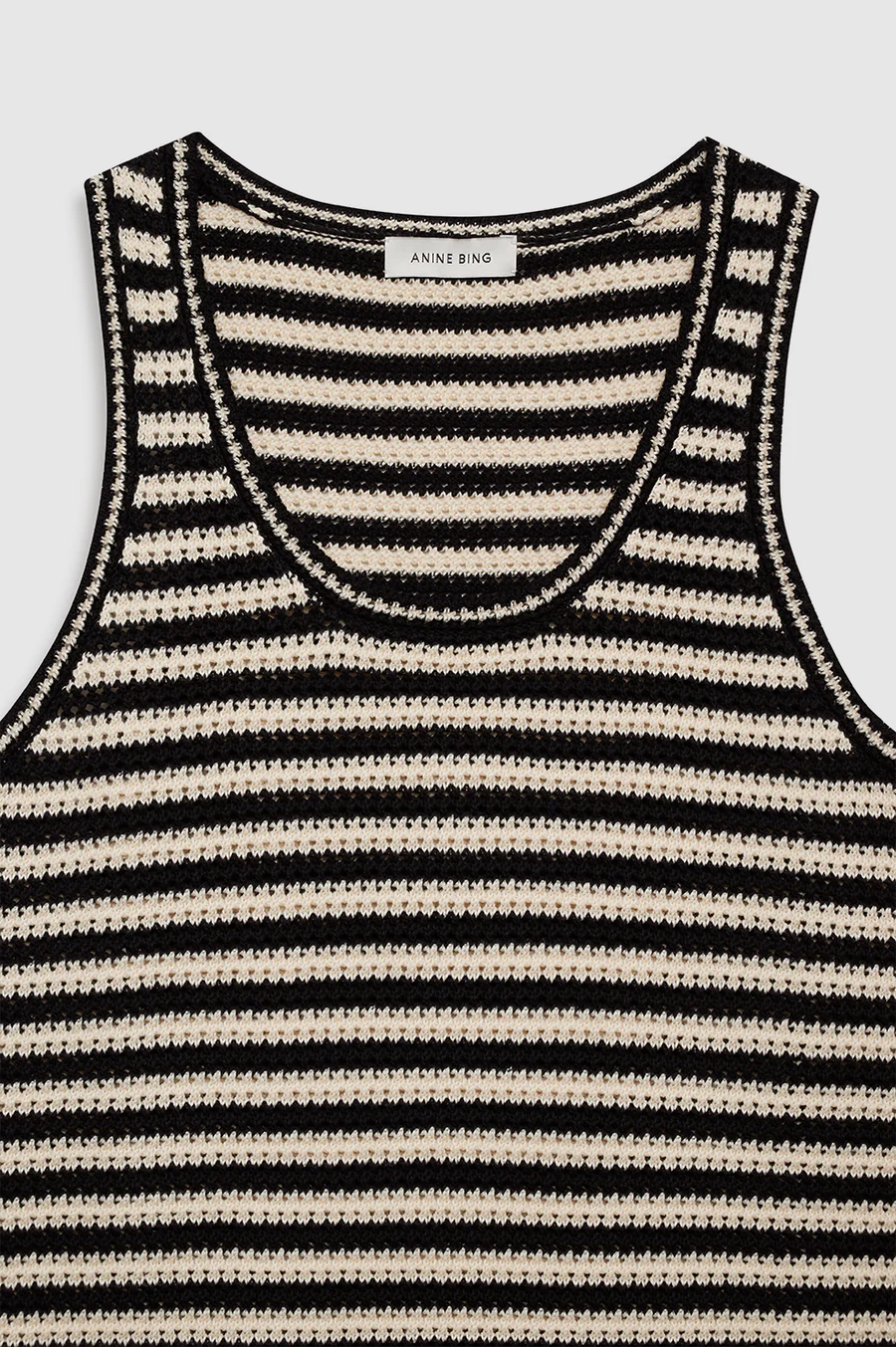 ANINE BING Arie Dress in Black & Ivory Stripe