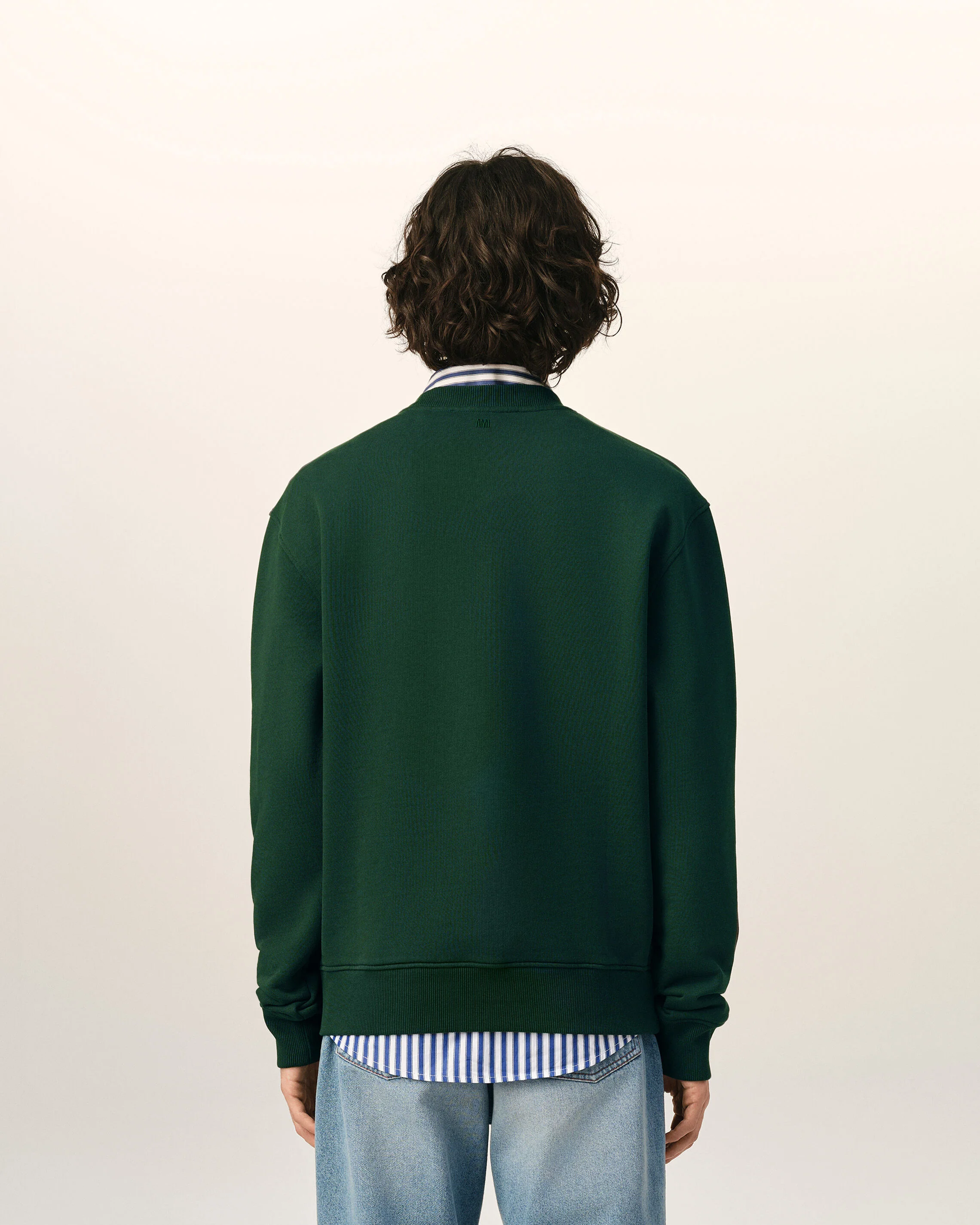 AMI PARIS de Coeur Sweatshirt in Bottle Green / Black