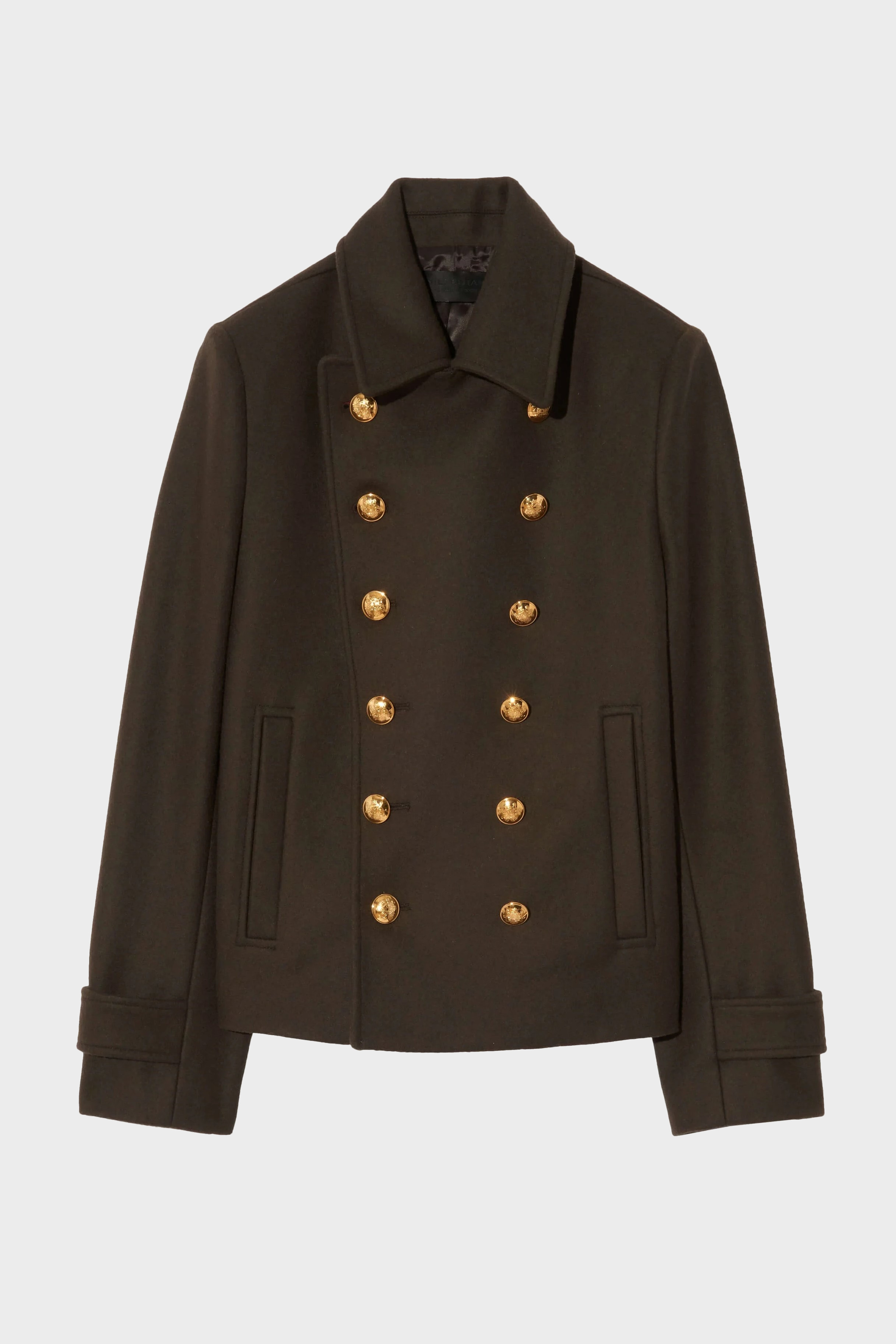 NILI LOTAN Ornella Cropped Peacoat in Cocoa