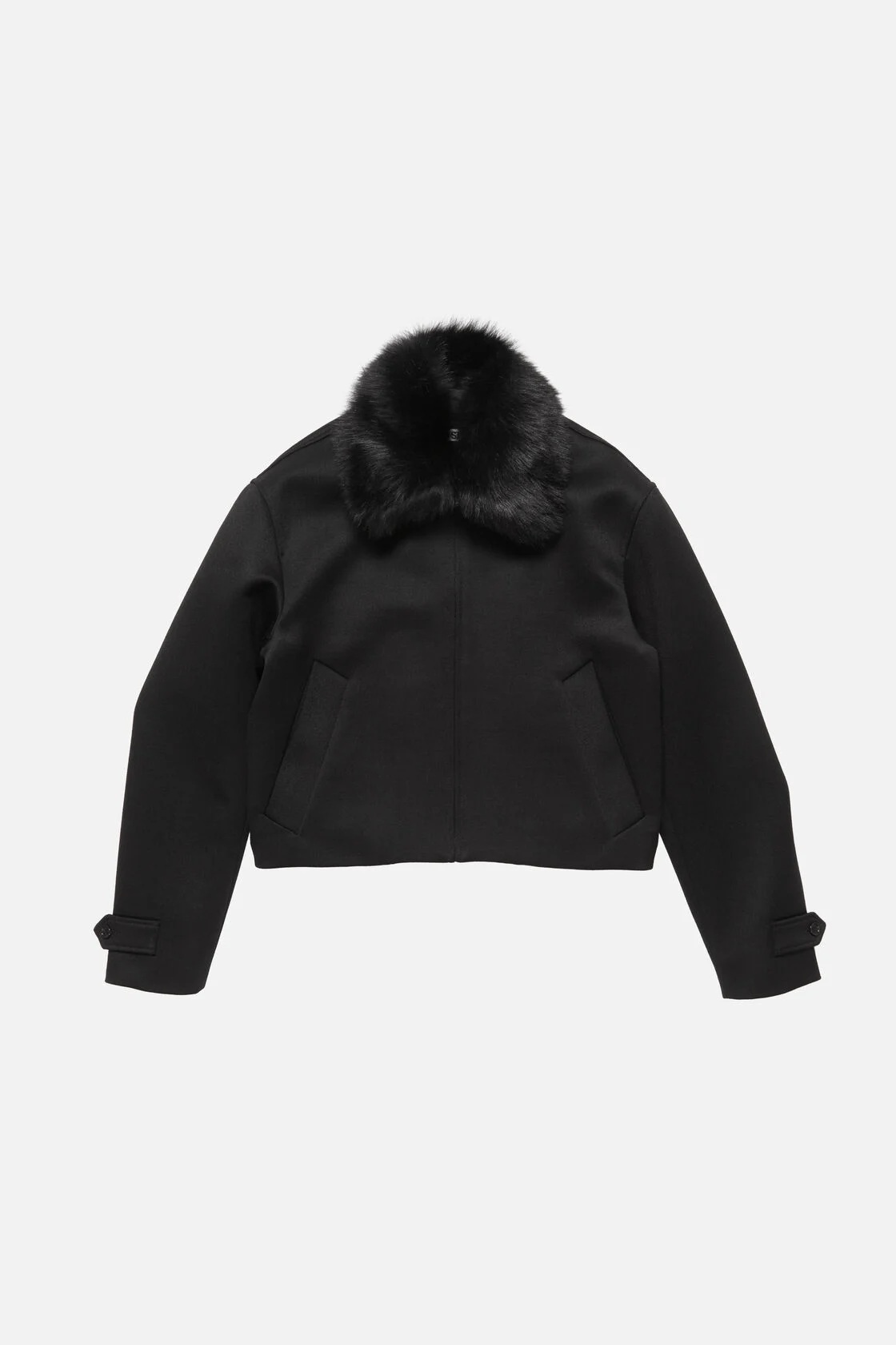 ACNE STUDIOS Satin-Wool Bomber Jacket in Black