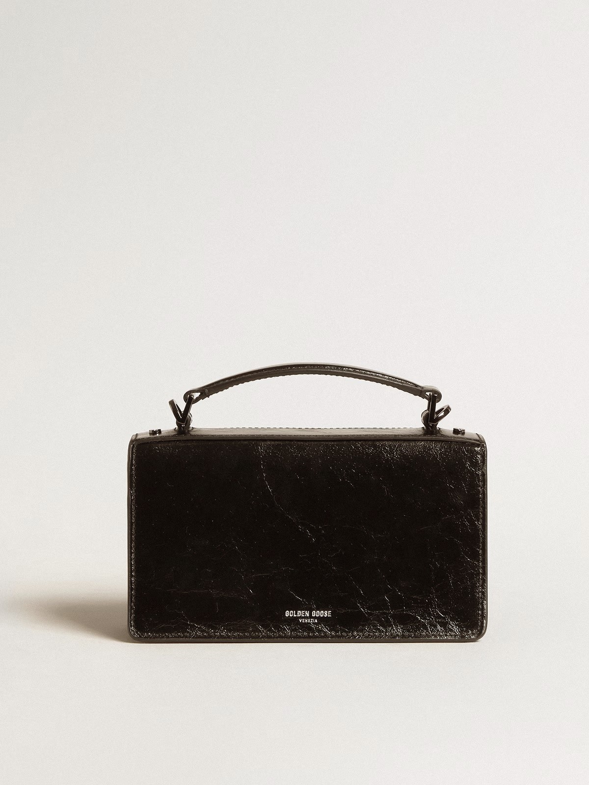 GOLDEN GOOSE Venezia Bag Small in Black Shiny Leather