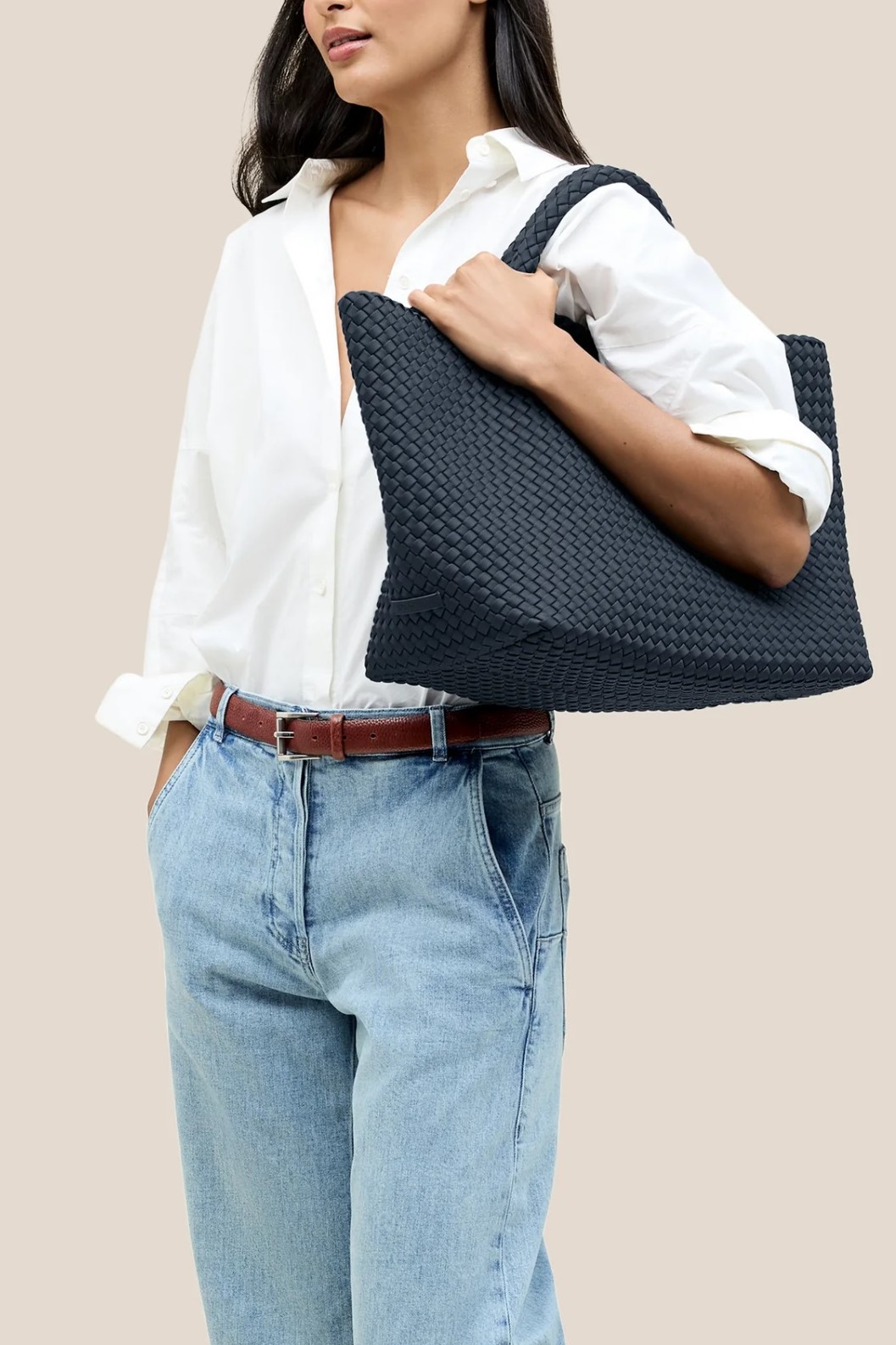 NAGHEDI Handwoven Large Tote St. Barth in Murano Blue