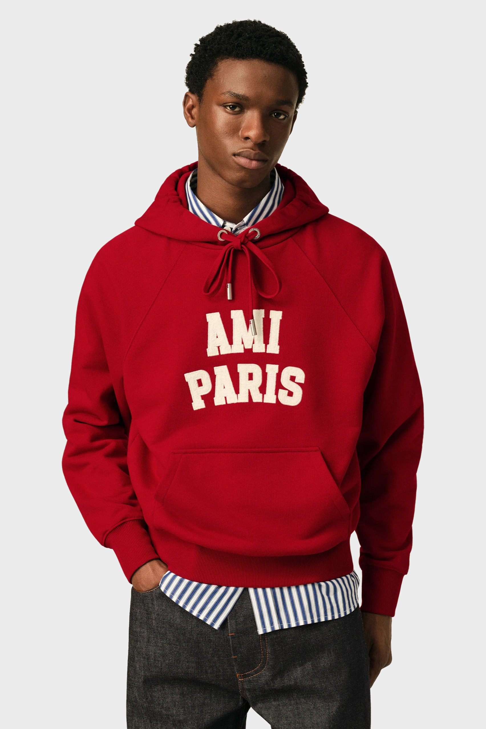 AMI PARIS Hoodie in Ruby Red